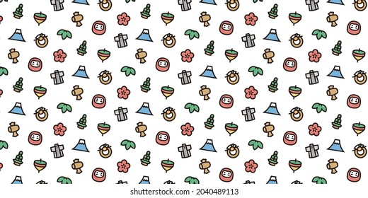 Japanese New Year icon pattern background for website or wrapping paper (Color icon version)