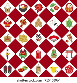 Japanese new year icon set