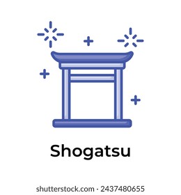 Japanese new year icon in unique style, Shogatsu vector design