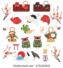 Japanese new year illustration materials