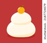 Japanese New Year Kagami Mochi Rice Cake. Illustration material Kagami mochi lucky charm simple vector.