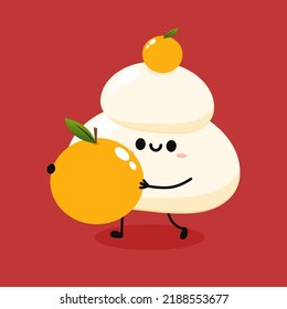 Japanese New Year Kagami Mochi Rice Cake. Illustration material Kagami mochi lucky charm simple vector. Kagami Mochi character or mascot.