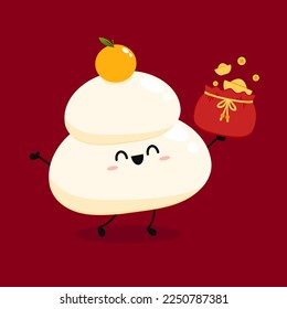 Japanese New Year Kagami Mochi Rice Cake. Illustration material Kagami mochi lucky charm simple vector. Kagami Mochi character or mascot.