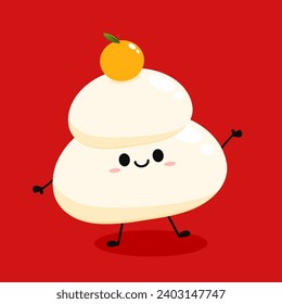 Japanese New Year Kagami Mochi Rice Cake. Illustration material Kagami mochi lucky charm simple vector. Kagami Mochi character or mascot.