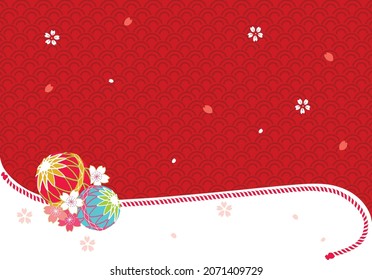 Japanese New Year Ornament background. Traditional Japanese handball illustration.
