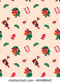 Japanese new year vector seamless pattern