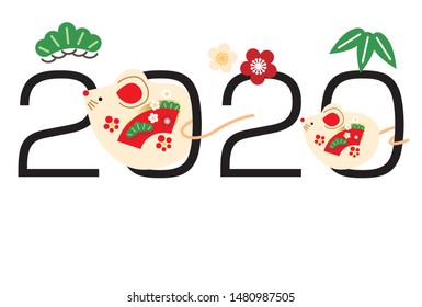 Japanese new years card in 2020.Reiwa is Japanese new era.Kinga-Shinnen means happy new year.
