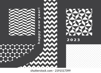 Japanese New Year's card in 2023. vector template. Geometric pattern "rabbit" shaped background.
In Japanese it is written "rabbit" "Happy new year".