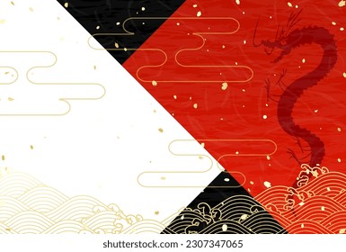 Japanese New Year's card for 2024 The dragon, which is the zodiac, and a Japanese paper-style background
