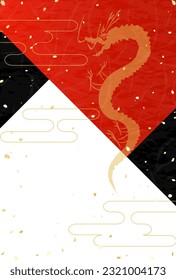 Japanese New Year's card for 2024 The dragon, which is the zodiac, and a Japanese paper-style background
