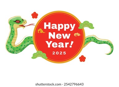 Ilustración japonesa de la tarjeta del Año Nuevo del Año de la Serpiente.