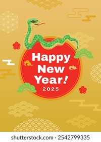 Ilustración japonesa de la tarjeta del Año Nuevo del Año de la Serpiente.