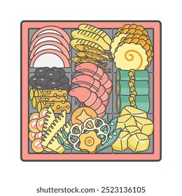 Japanese New Year's Food illustration