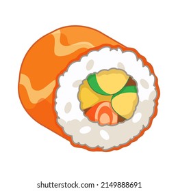 Japanese nigiri sushi roll with salmon cucumber and crab roll (Salmon sushi roll) illustration vector.