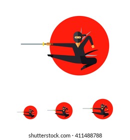 Japanese ninja flat icon
