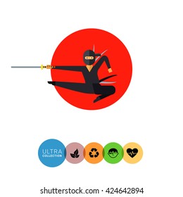Japanese ninja flat icon