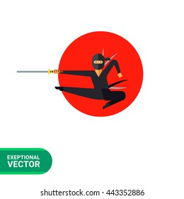 Japanese ninja flat icon