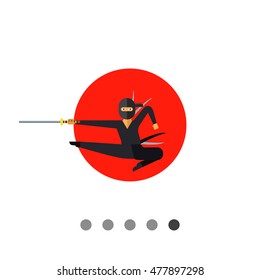 Japanese ninja flat icon