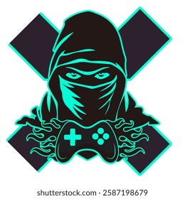 japanese ninja game logo symbol illustration