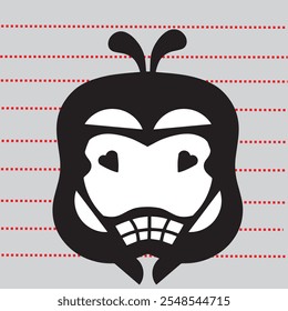 Japanese ninja head logo with facial expression isolated vector