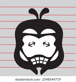 Logotipo japonês da cabeça ninja com expressão facial vetor isolado