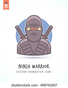 Japanese ninja warrior illustration People lifestyle and occupation Colorful and stylish flat vector character icon