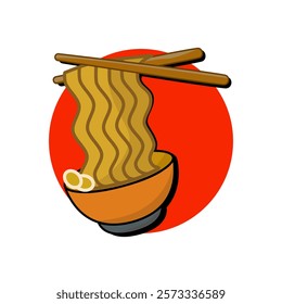 Japanese noodle bowl, simple flat style, logo sign symbol vector illustration pictogram, isolated on white for mobile app