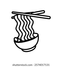 Japanese noodle bowl, simple flat style, logo sign symbol vector illustration pictogram, isolated on white for mobile app