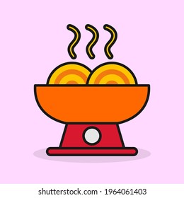Japanese noodle filled icon. Noodle flat icon