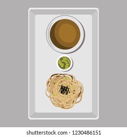 Japanese noodle Soba vector illustration