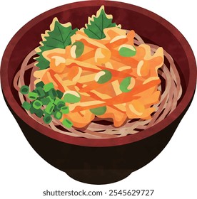 Sopa de macarrão japonês "Kakiage soba"