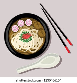 Japanese noodle Udon vector illustration
