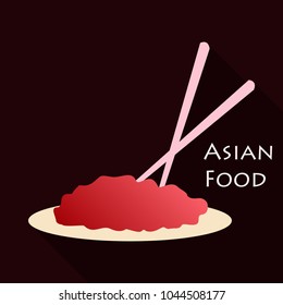 Japanese Noodles. Asian, Thai, Chinese Food. Vector illustration