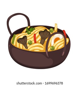 Japanese noodles in a cup isolate on a white background. Vector graphics.