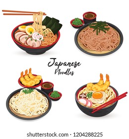 Japanese noodles: ramen, udon, soba and somen.