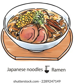 Japanese noodles, ramen vector illustration