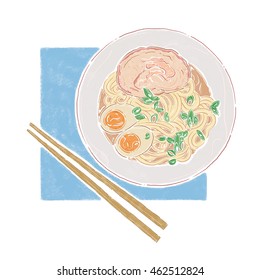 Japanese Noodles soup illustration