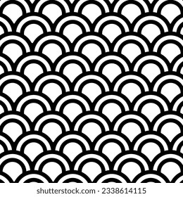 Japanese Ocean Wave Line Pattern. Abstract Pattern With Half Circles