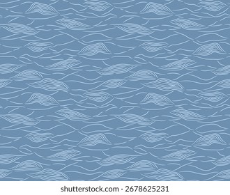 Japanese Ocean Wave Line Vector Seamless Pattern
