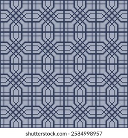 Japanese Octagon Line Net Vector Seamless Pattern