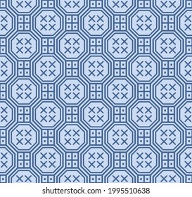 Japanese Octagon Mosaic Vector Seamless Pattern