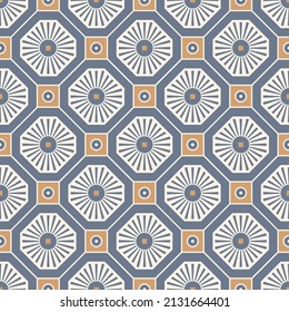 Japanese Octagon Mosaic Vector Seamless Pattern