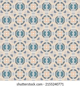 Japanese Octagon Mosaic Vector Seamless Pattern