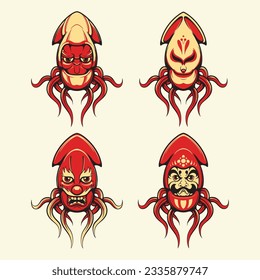 Japanese Octopus mask vector art