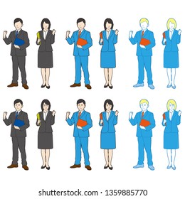 Japanese Office Workers Illustrations.