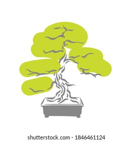 Japanese old bonsai tree in pot logo