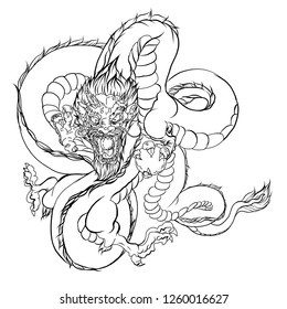 Japanese Dragon Outline Images Stock Photos Vectors Shutterstock