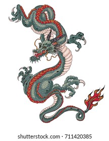 Japanese Old Dragon Tattoo Traditional Asian Stock Vector (Royalty Free ...