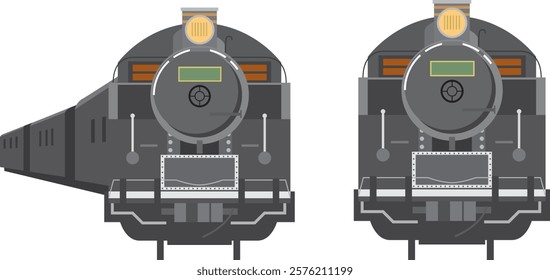 Japanese old front locomotive illustration