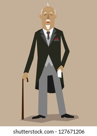 Japanese old man wearing tailcoat